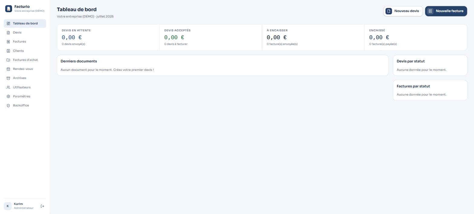Preview of the Facturio project